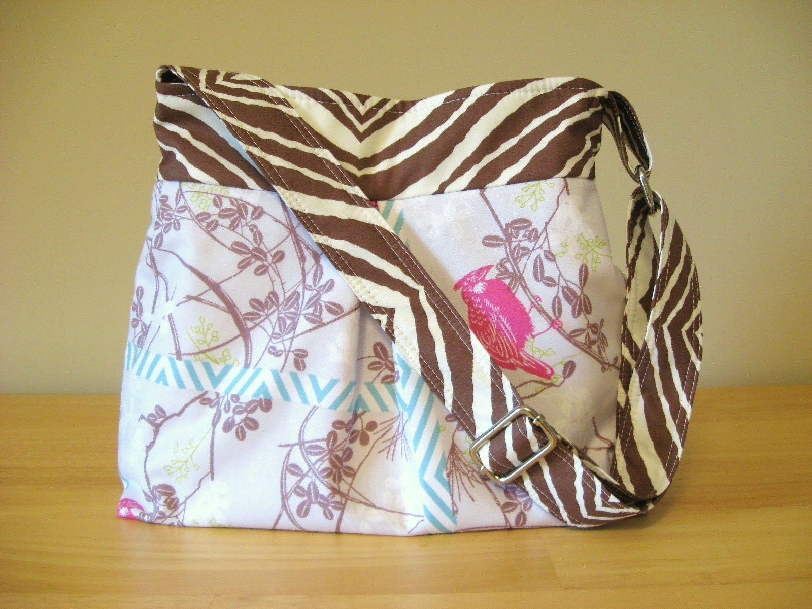 Pleated Hobo Handbag Tanya Whelan Fabric Adjustable Strap