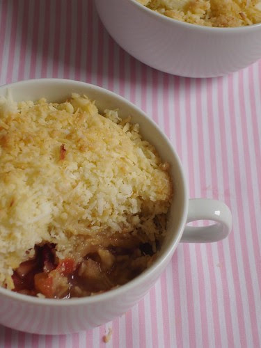 Plum and coconut crumble