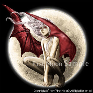 月を背負う赤い翼の悪魔 のイラスト素材をアップ First Moon Blog イラスト や素材 猫や犬 ピアス がま口 和雑貨 あぶらとり紙 日常の事まで色々blog