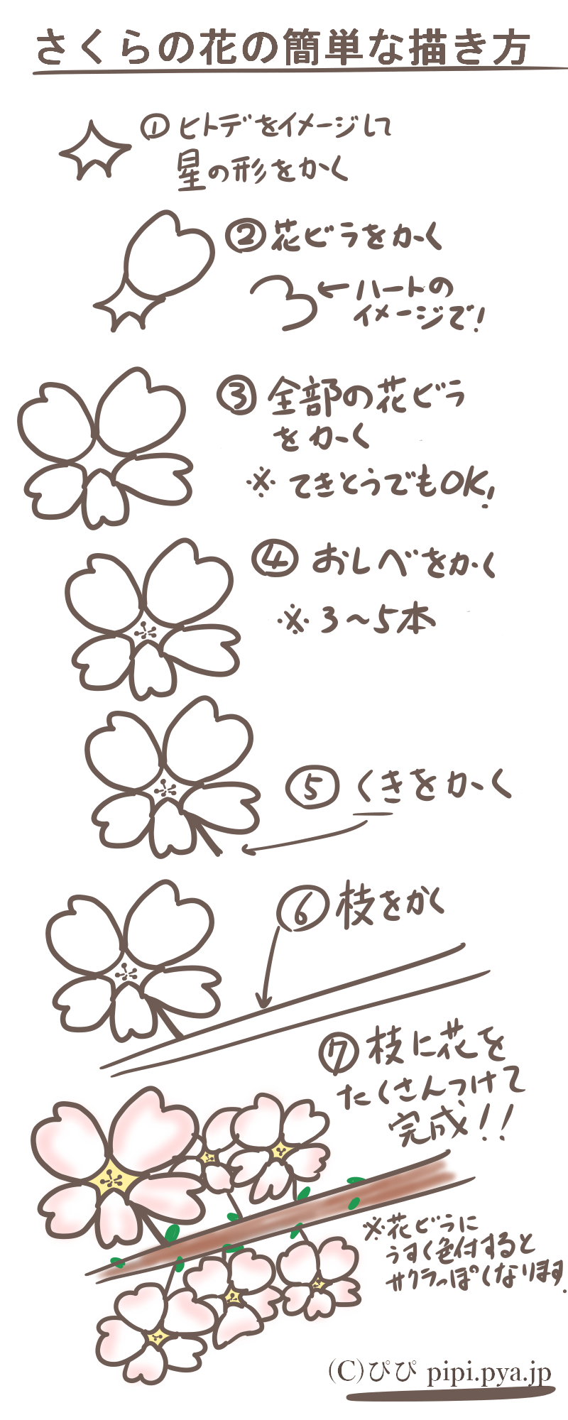 小学生にもオススメ ボールペンで超簡単な桜の描き方 ぴぴ