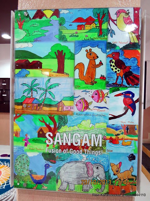 Child Art in the Entrance Lobby - Handing Over Ceremony of Sanjeevani Developers' Sangam at Sus on Sunday 20th October 2013