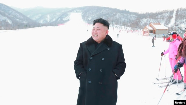 North Korean leader Kim Jong Un visits the newly built ski resort in the Masik Pass region, in this undated photo released by North Korea's Korean Central News Agency (KCNA) in Pyongyang, North Korea, Dec. 31, 2013. 