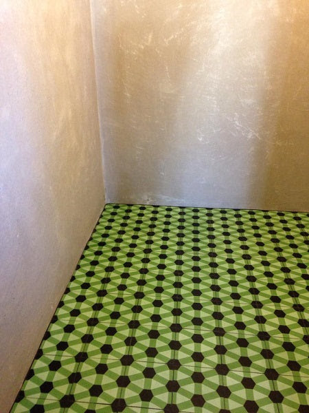 A bold geometric pattern for the lavatory.