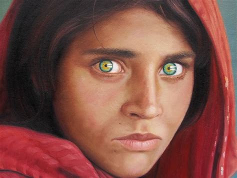 sharbat gula afghan maedchen portrait oelbild leinwand