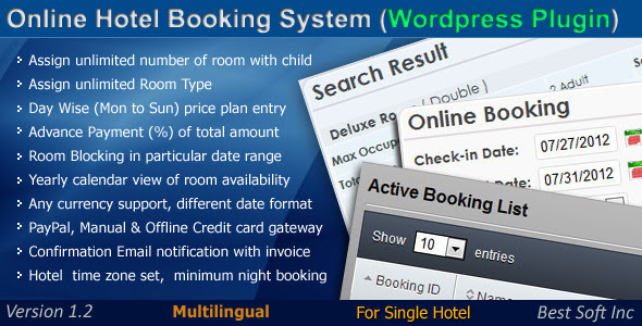 Online Hotel Booking System (WordPress Plugin) - CodeCanyon Item for Sale