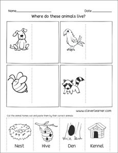 Animal Houses Printables And Worksheets For Preschools