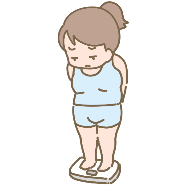 体重計に乗る太った女性のイラスト かわいいフリー素材が無料のイラストレイン