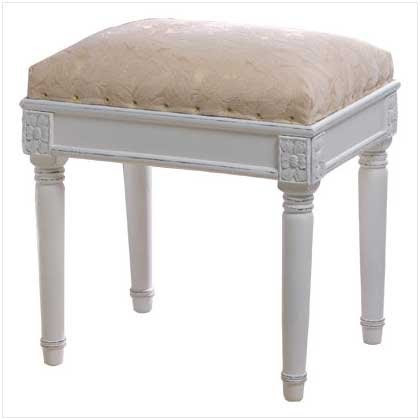 Black Friday Floral Design Cream Colored Padded Vanity Footstool Deals