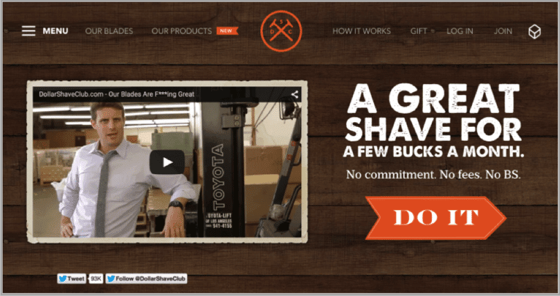 Dollar Shave club - grow your startup with social media