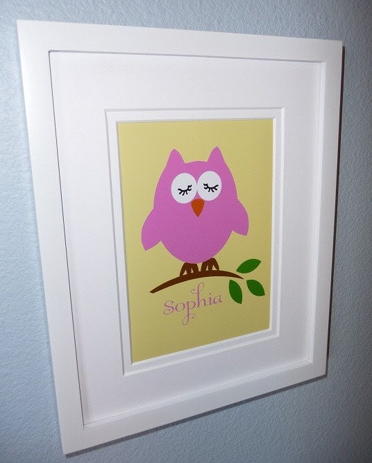 Custom Print OWL TREE BRANCH Modern Kids - Choose your size and colors