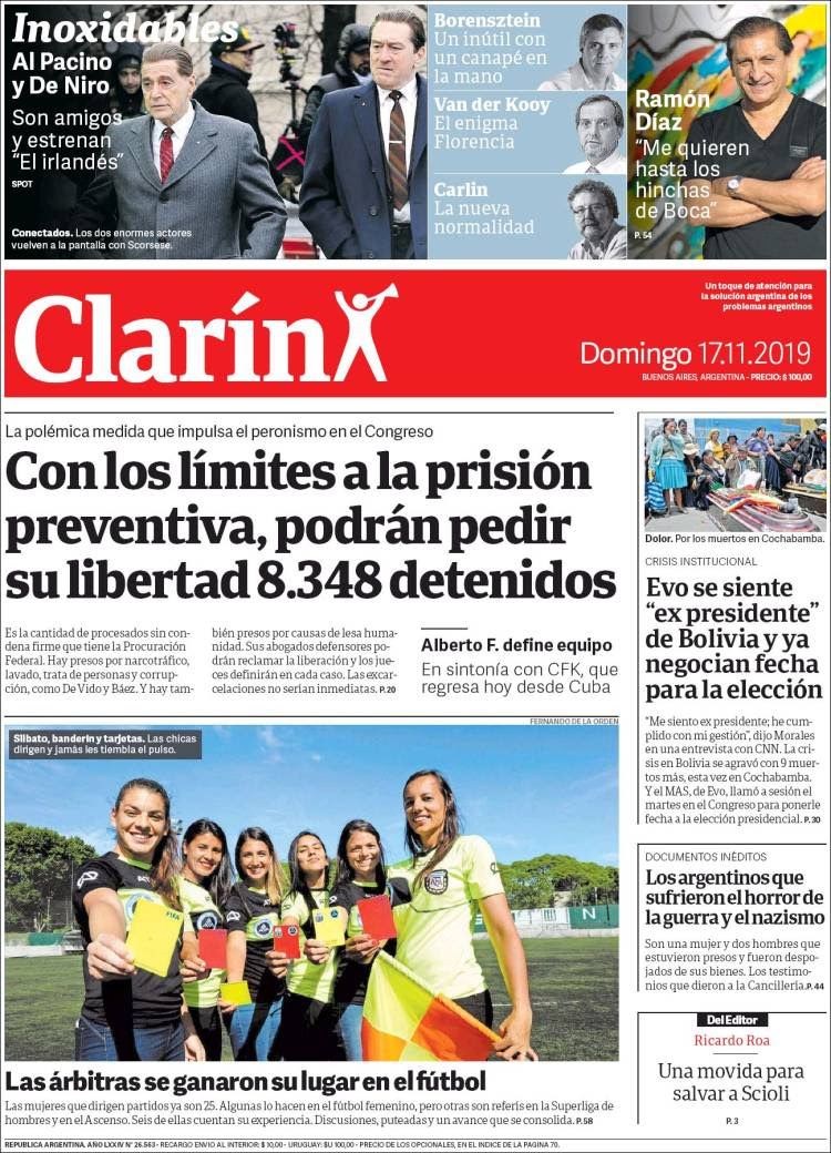 Portada de Clarín (Argentina)
