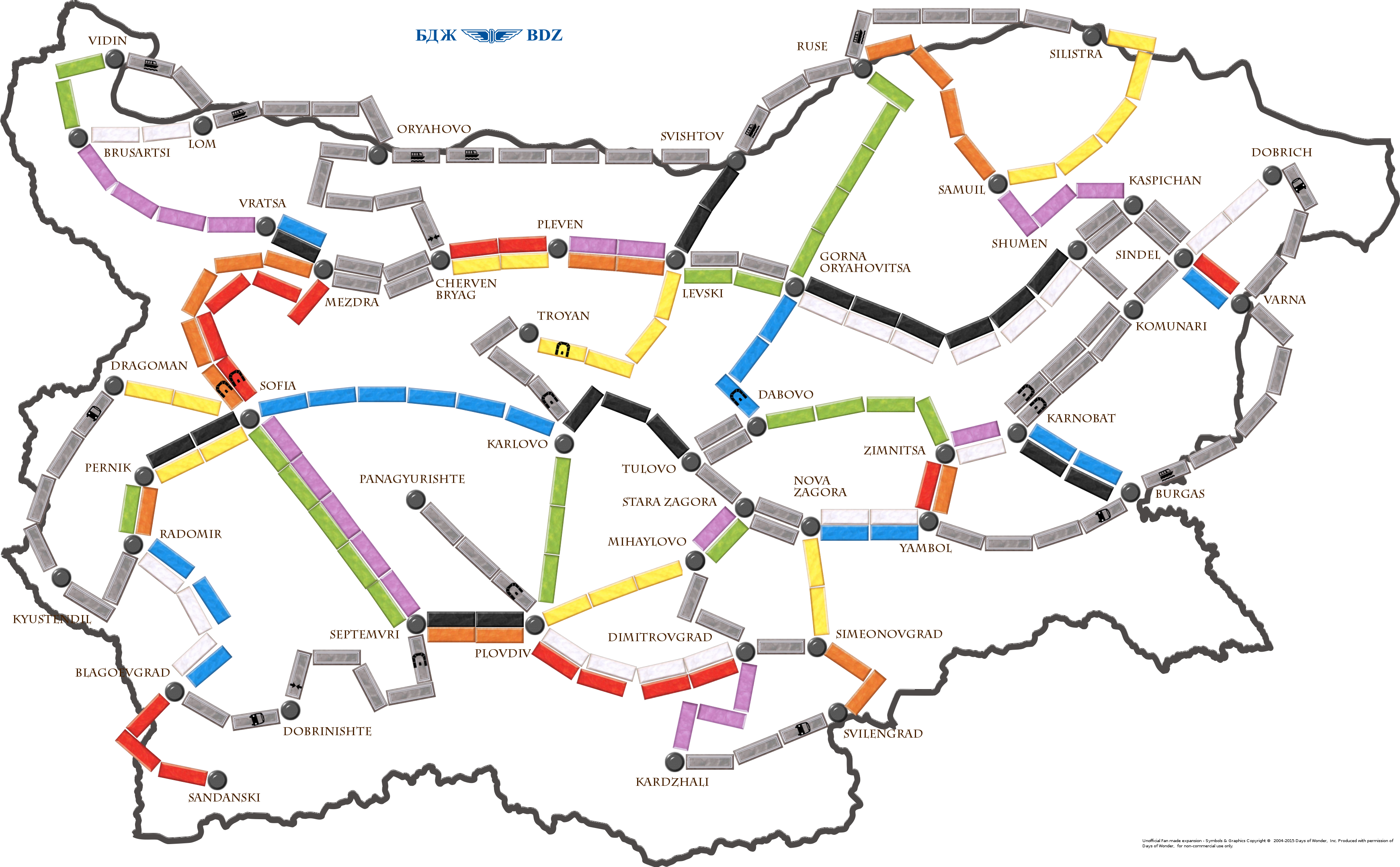 карта на жп линиите в българия Ticket to Ride: България – БЛОГодаря карта на жп линиите в българия