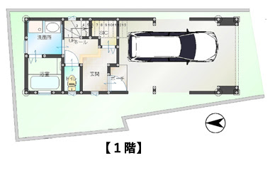 １２坪 ３階建て狭小住宅 ビルトインガレージのある間取り 横浜の狭小住宅 二世帯住宅 注文住宅の間取りは中鉢建設