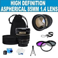 Rokinon High Definition 85mm F/1.4 Aspherical Lens + 3 Piece Lens Filter Kit + Digital Camera 8 Piece Starter Kit + Celltime 3-Piece Lens Cleaning Kit for Nikon D40, D60, D70, D80, D90, D200, D300, D300s, D3, D3x, D700, D3000 & D5000 Digital SLR Cameras