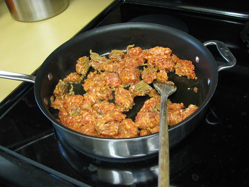 cooking the sausage