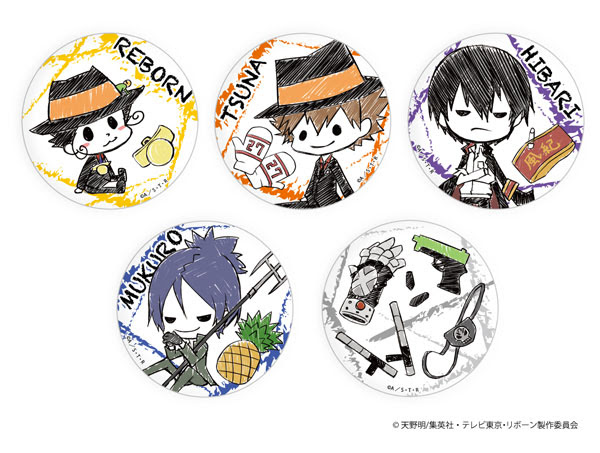 缶バッジ 家庭教師ヒットマン Reborn 01 5個入りbox A3オリジナルのらくがき風イラストがほっこりかわいい しゃべあに