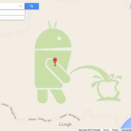 Google apologizes for the Android robot peeing on an Apple logo in Google Maps