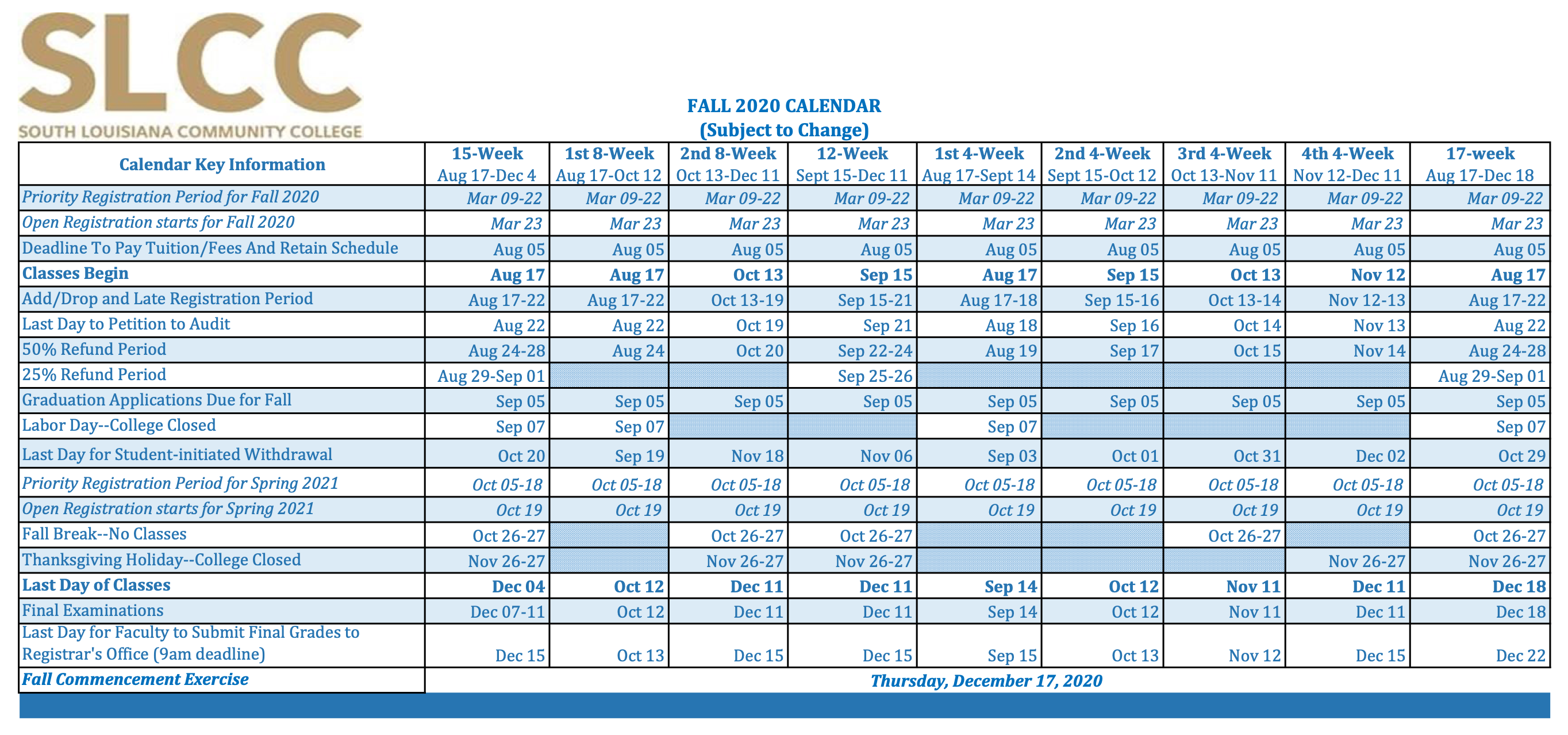 slcc academic calendar fall 2021