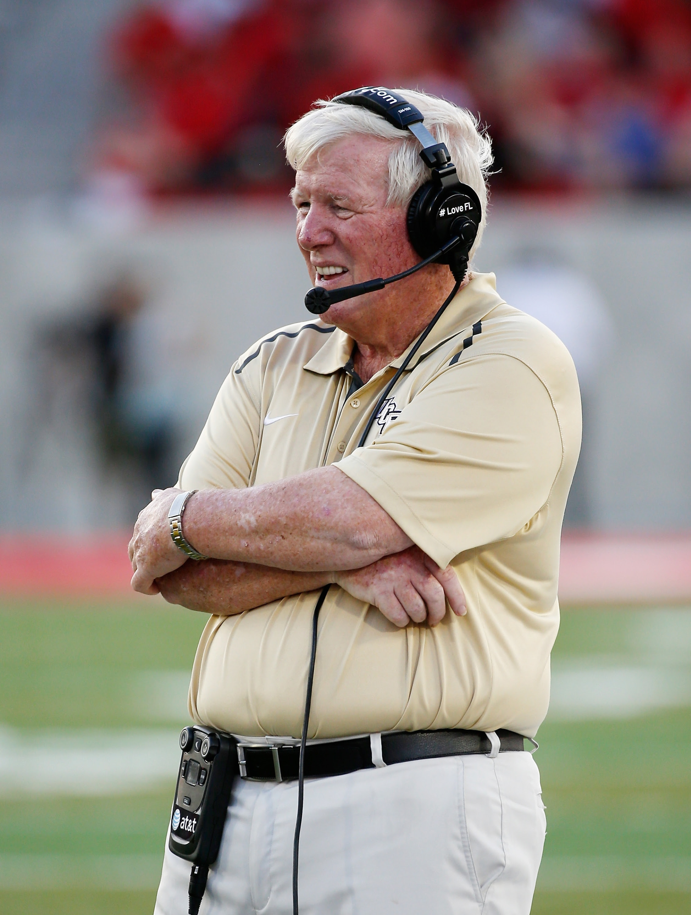 HOUSTON, TX - OCTOBER 02: Head coach George O'Leary of the UCF Knights waits on the field during the first half of their game against the Houston Cougars at TDECU Stadium on October 2, 2014 in Houston, Texas. (Photo by Scott Halleran/Getty Images)