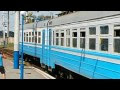 Ancient suburbs train Er1 199 and 117 arrives at Sevastopol city at 02 09 2013