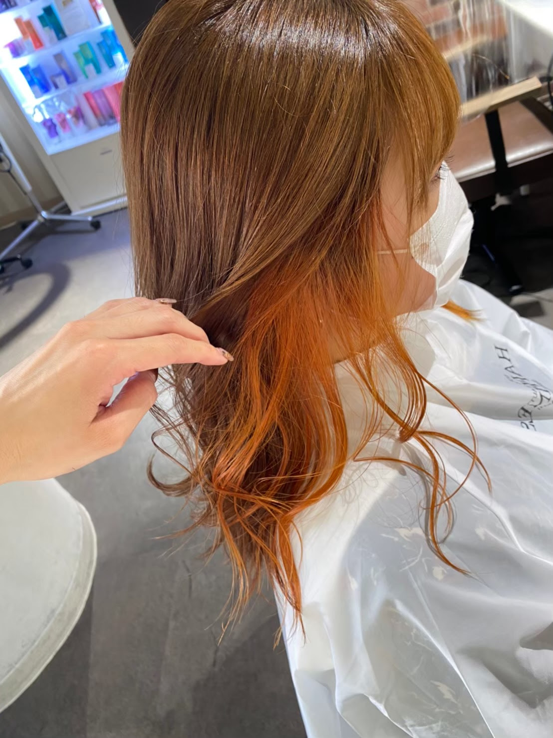 インナーカラーはピンク レッド オレンジ 紫 ブルーが人気でおすすめ 奈良 京都 大阪の美容室 ハピネス
