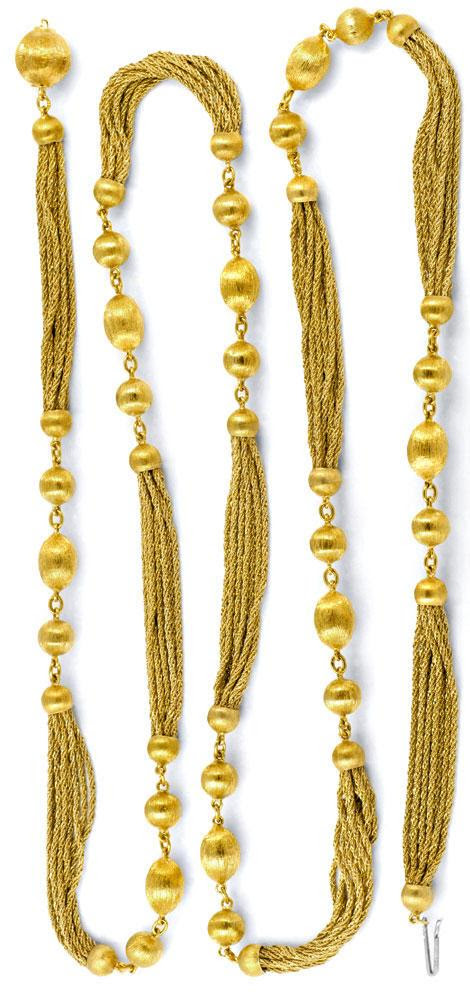 Originalfoto GOLDKETTE GRAVIERTE KUGELN, 10-FLECHTKETTEN 18K SCHMUCK
