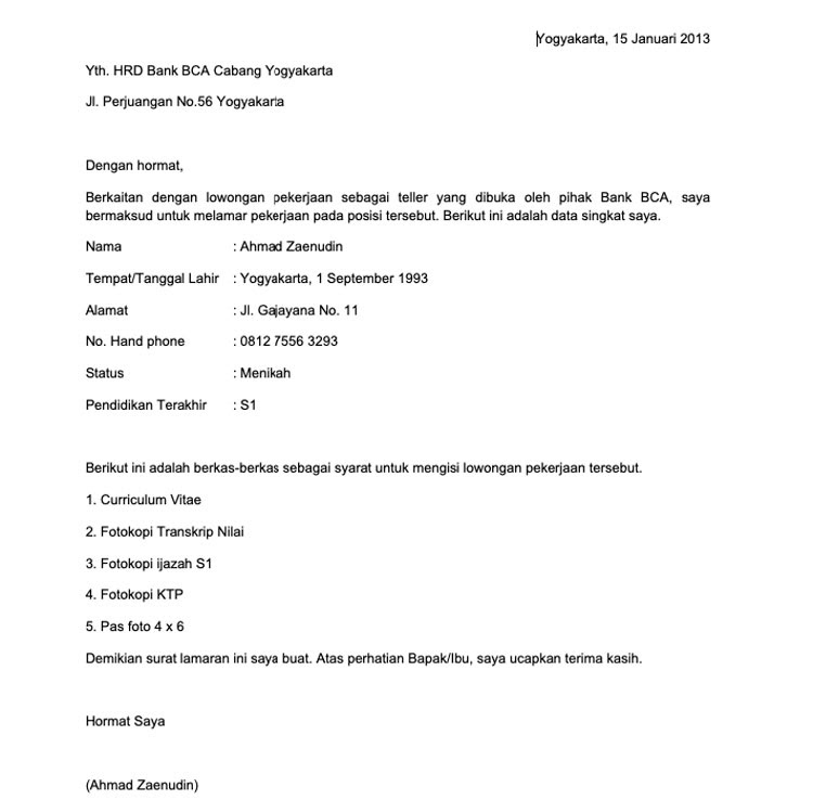 √ 43+ Contoh Surat Lamaran Kerja Terbaru & Menarik, Baik dan benar