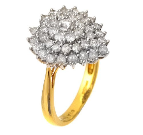 Best Reviews for 18ct Yellow Gold 1ct Heart Shaped Diamond Cluster Ring - Size L