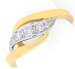 Foto 1, BRILLANTRING 3 DIAMANTEN, GELBGOLD WEISSGOLD, SHOP NEU!, S6878