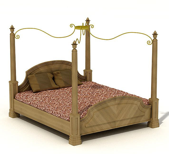 Rustic Canopy Bed 3D Model - CGTrader.com