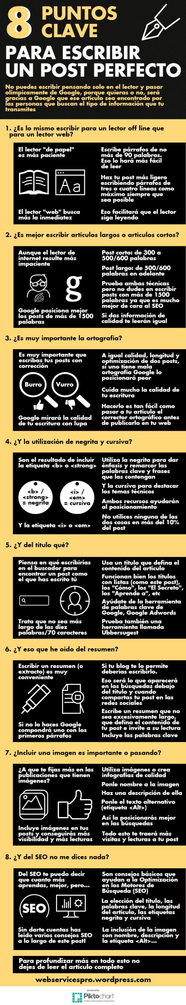 8 puntos claves para escribir un post perfecto