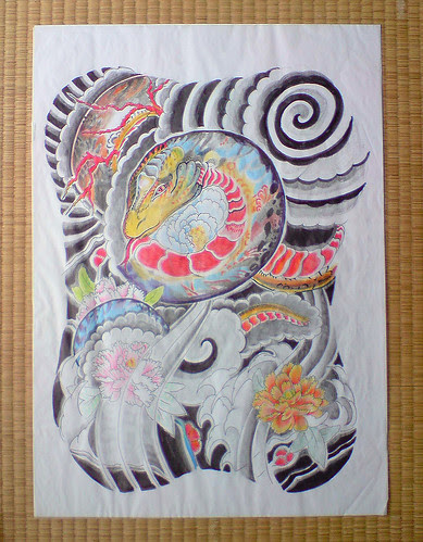 Japanese Snake Tattoo. japanese tattoo flash snake