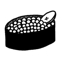 イクラ 寿司 和食 料理 ミニカット 無料 白黒イラスト素材