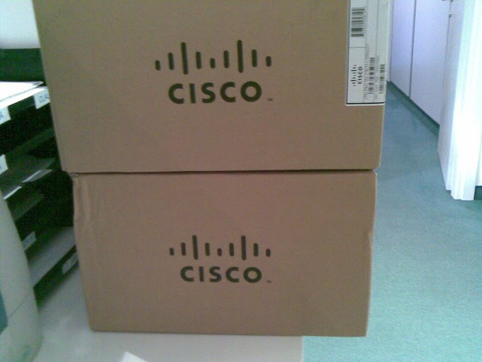 Boxes with Cisco log on them.