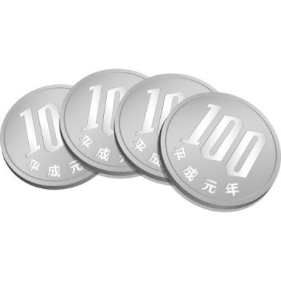 4枚重なる百十玉硬貨のイラスト 無料 商用可能 メダル バッジ コイン シールイラレ素材ダウンロードサイト