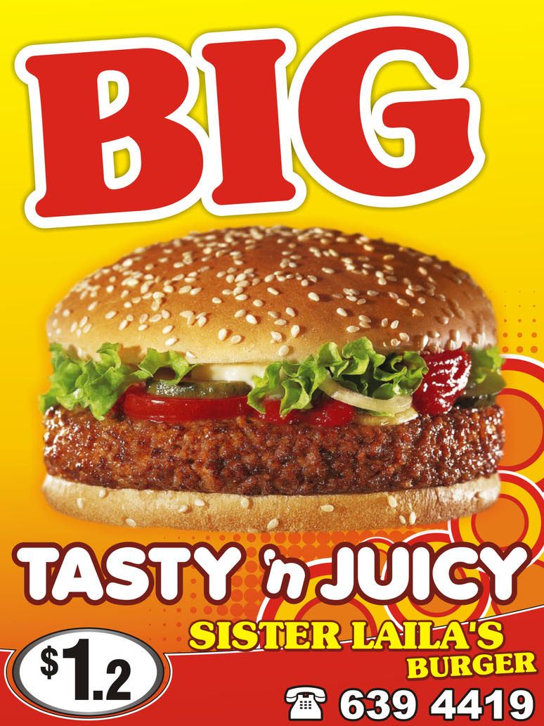 Big tasty n juicy burger Advertisement by Sopian on DeviantArt