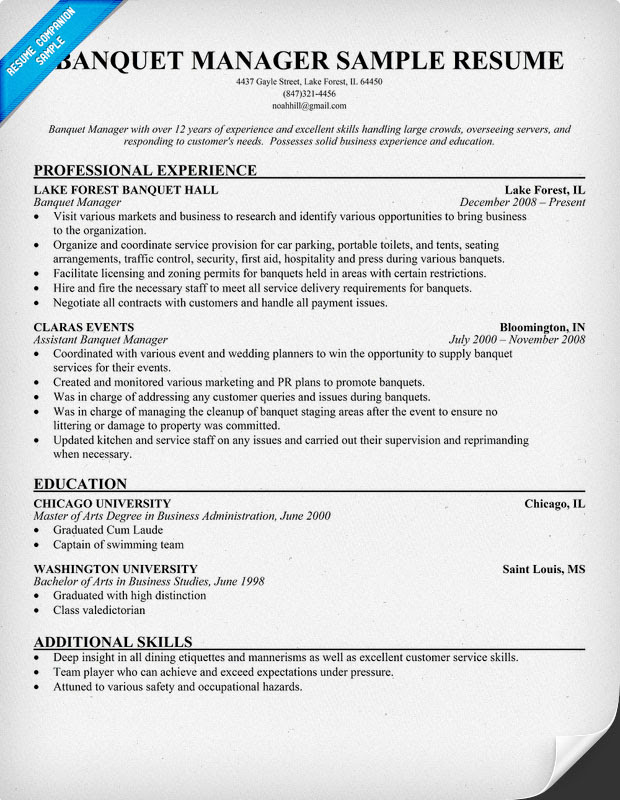 Related Pictures sample banquet manager cover letter