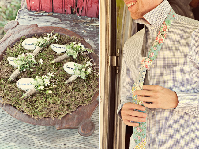 groom wearing floral tie