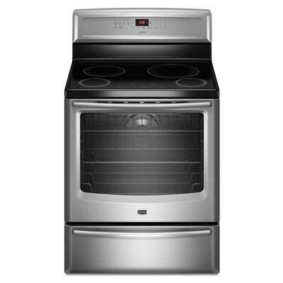 Maytag AquaLift 6.2 cu. ft. Electric Induction Range with Self-Cleaning Convection Oven with Warming Drawer in Stainless Steel MIR8890AS