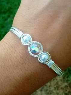 Wire Wrapped Silver Bracelet Hand Made Jewelry by AmbersCrafts2, $23.50