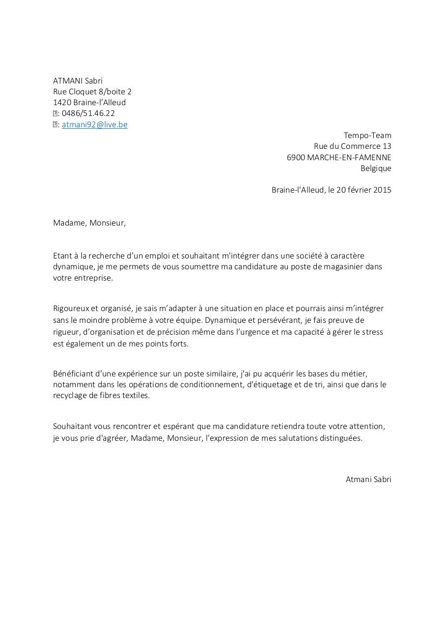 Lettre de motivation Tempo Team par Admin - Fichier PDF