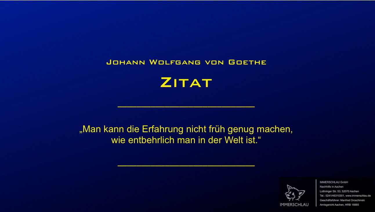 Goethe Man Kann Die Erfahrung Nicht Früh Genug Machen Immerschlau