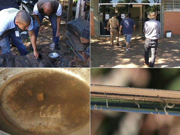Fiscalização encontrou focos do mosquito da dengue; dois homens foram levados para a delegacia (Foto: Reprodução/RPC TV)
