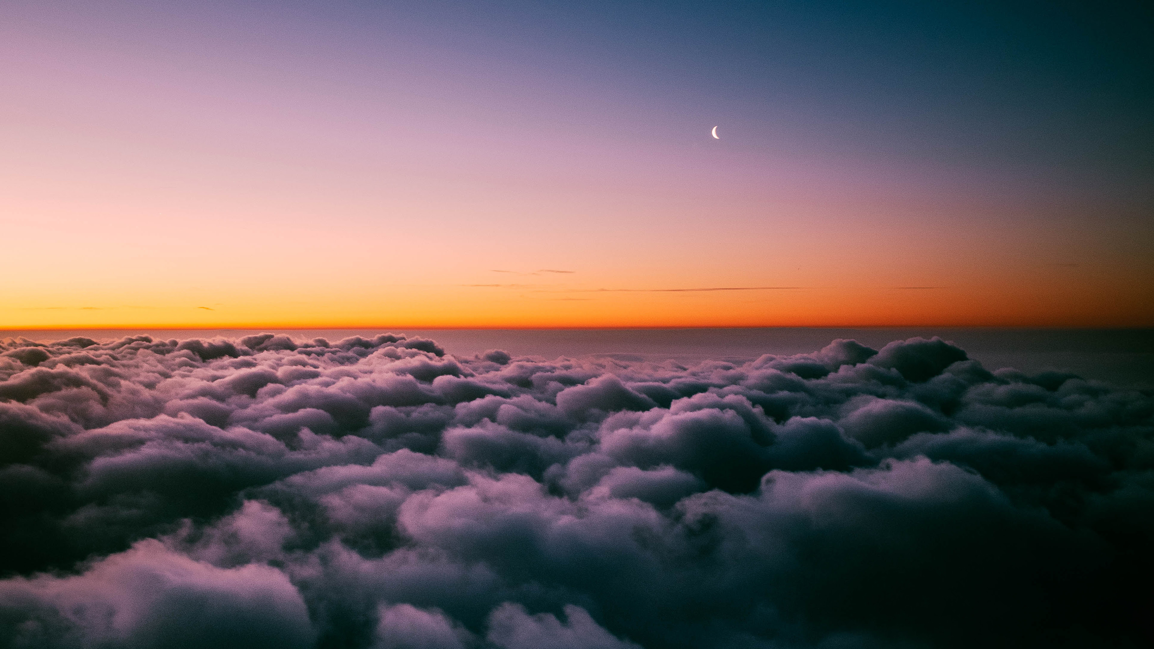 Sunset Horizon Above Clouds 4K Wallpapers | HD Wallpapers