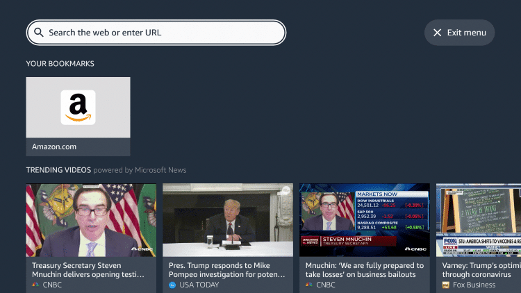 Click the Search icon to enter a URL for USTVGO