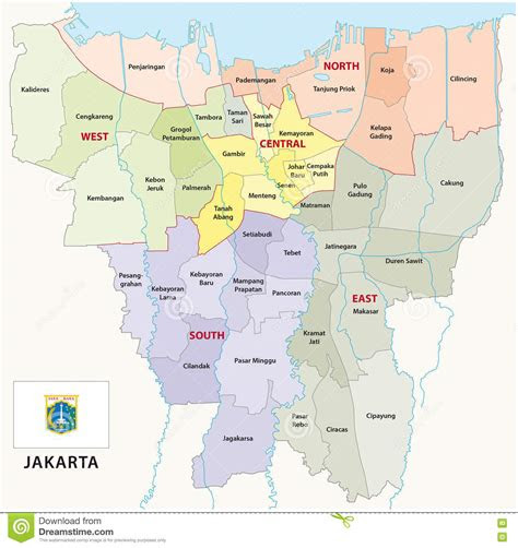 jakarta administrative map stock illustration illustration  city
