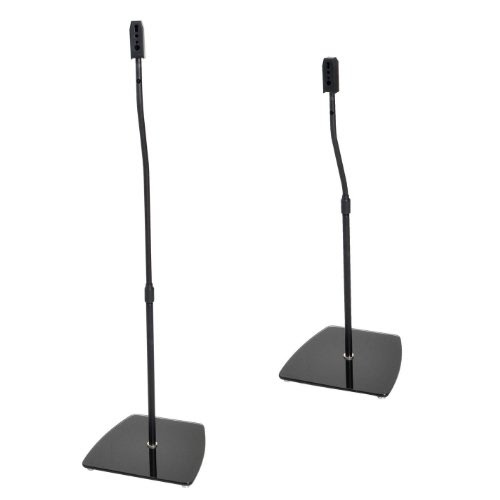 Buy Duronic SPS2619 Universal Home Cinema Surround Glass Speaker Stands - Height Adjustable - Black - Set of 2 Promo Offer