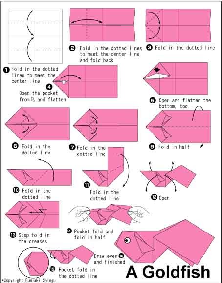 cara membuat origami hiu