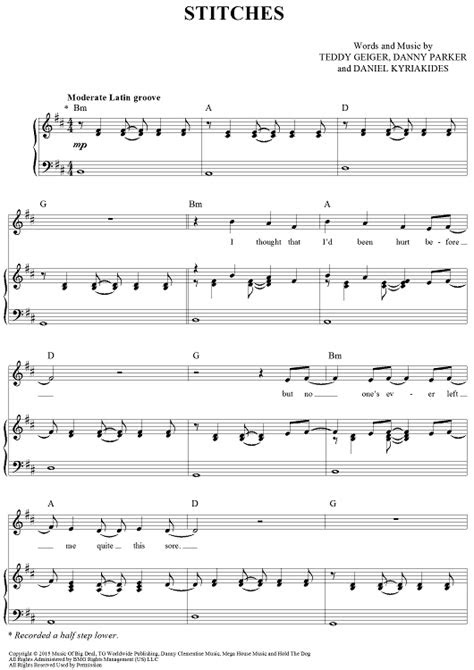 stitches popular sheet  klaviernoten musik klavier