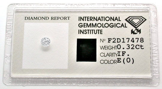 Originalfoto DIAMANT IGI! BRILLANT 0,32 LUPENREIN RIVER SG/SG JUWEL!
